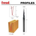 Freud 72-300: 6.2° x 1/32" Tapered Ball Tip Solid Carbide, 1/4" Shank