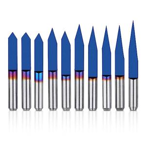 Genmitsu 10 Pcs 1/8" Shank V-Groove CNC Router Bits, 10 /15 /20 /25 /30 /40 /45 
