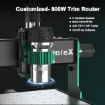 AnoleX CNC Router Machine 3030-Evo Max, All-Metal XYZ Axis Dual Steel Linear Guides with 800W Trimmer Router, ideal for Cutting Aluminum, Brass, Stainless steel, Wood, Acrylic, MDF, Plastics