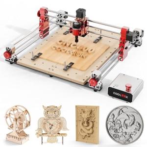 COOLOOK CNC400 Woodworking Engraver Desktop CNC Router 400x400mm CNC Router Machine for Wood, Acrylic, Carbon Fiber, 50mm Depth, 0.05mm Precision, GRBL Control