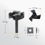 CNC Router Bit, 1/4" Shank with 1-3/8" Cutting Diameter Carbide multi edge, 1PK