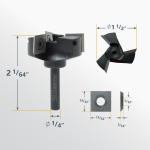 CNC 3 wing Router Bit , 1/4" Shank, 1-1/2" Cutting