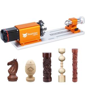 FoxAlien 4th Axis Rotary Engraving Kit for NEMA23 Closed Loop Stepper Motor CNC Router with 4 Jaw Chuck, 30:1 Reduction Gearbox for Cylindrical Wood Metal Engraving