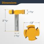 CNC Router Bit, 1/2" Shank with 2" Cutting Diameter Carbide Router Bit, 1PK