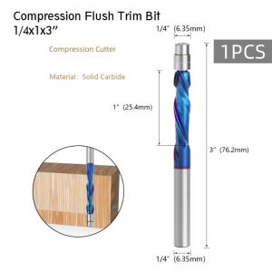 1/4'' Shank Solid Carbide Top Bearing Flush Trimming Router Bit Accessories