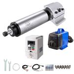 CNC Spindle Motor Kits, 110V 1.5KW 65mm Water Cooled Spindle Motor CNC motor +110V 1.5KW VFD+Clamp Mount +Water Pump+ Water pipe+ER11 Collet set + Drill bits+ wires+wrenches for CNC Router Machine