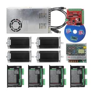 RATTMMOTOR 4 Axis Nema 23 Stepper Motor Kit,3A 425oz.in 112mm Motor Driver,Mach3 Motion Control Card 4 axis USB CNC Controller Kit,36V DC Power Supply for CNC Router Engraving Machine
