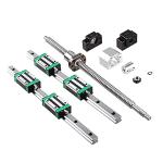 CHUANGNENG HGR20 Linear Rail Kit 400mm Linear Guide Rail with 1PCS SFU1605 Ballscrew 400mm with 4pcs Slide Blocks BF12/BK12 Full Accessories Linear Slide Rail, for DIY CNC Routers Lathes Mills