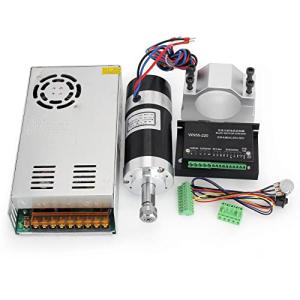 RATTMMOTOR DC Brushless Spindle Motor Kit, 500W 48V Spindle Motor Air Cooled ER11, 12000RPM, 0.6N.m, 55MM+BLDC Driver Motor Speed Controller 600W Spindle Power Supply+Clamp Mount for CNC Router