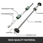 BestEquip Linear Guide Rail 2Pcs HGR20-1500mm Linear Slide Rail with 1Pcs RM1605-1500mm Ballscrew with BF12/BK12 Kit Linear Slide Rail Guide Rail Square for DIY CNC Routers Lathes Mills