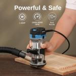 Genmitsu 1.25 HP Palm Trimmer Router Kit, Compact Router Wood Tool With Fixed Base & Plunge Base, 6 Variable Speeds 10000-30000 RPM, Perfect for CNC Woodworking & DIY Projects