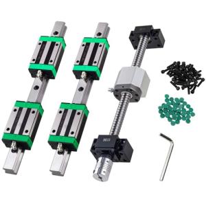 ANWOKIT HGR20-700mm Linear Rail Kit + 1PCS SFU1605-750mm Ballscrew with 4pcs Slide Blocks BF12/BK12 Full Accessories Linear Slide Rail Linear Guide Rail Ball Screw Set for CNC Routers Lathes Mills