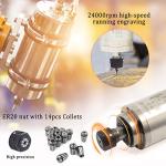 RATTMMOTOR CNC Spindle Motor Kit 2.2KW 220V Water Cooled Spindle Motor Φ80mm ER20 400Hz 24000RPM+2.2KW VFD Drive Inverter 3HP+80mm Spindle Motor Mount Clamp+ER20 Collet+Water Pump for CNC Router