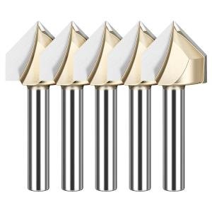 5PCS CNC Engraving Bits 90 Degree V Groove Router Bit 1/4 Shank 2 Flute Carbide 