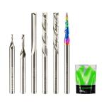 SHARPRO 6Pcs CNC Router Bits End Mill, 1/8 Shank CNC Cutter Milling Machine Bit Set Including Downcut and Upcut, Router Accessories for Wood, Plastic and Carving