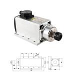 CNC Spindle Motor kits, 220V 4KW 4000W Air Cooled Spindle Motor Square CNC Spindle CNC Motor + 220V 4KW VFD + ER25-6mm Collet + Aviation Wire + Drill Bits For CNC Router Machine