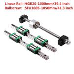 CHUANGNENG HGR20 Linear Rail Kit 1000mm Linear Guide Rail with 1PCS SFU1605 Ballscrew 1050mm with 4pcs Slide Blocks BF12/BK12 Full Accessories Linear Slide Rail, for DIY CNC Routers Lathes Mills