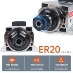 RATTMMOTOR CNC Spindle Motor Kit 220V 2.2KW Air Cooled Spindle Motor Square ER20+2.2KW VFD Inverter 220V Variable Frequency Drive Single to 3 Phase Converter for CNC Router Machine