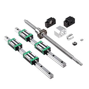 CHUANGNENG HGR20 Linear Rail Kit 800mm Linear Guide Rail with 1PCS SFU1605 Ballscrew 800mm with 4pcs Slide Blocks BF12/BK12 Full Accessories Linear Slide Rail, for DIY CNC Routers Lathes Mills