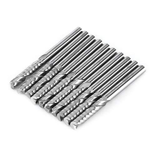Fdit 10pcs Tungsten Carbide Spiral End Mills Single Flute Milling Cutter CNC Router Bits 4mm Shank Accessories Tools