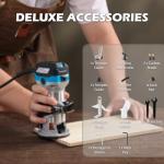 Genmitsu 1.25 HP 65mm Diameter Palm Trimmer Router, Compact Router Wood Tool With Fixed Base, 6 Variable Speeds 10000-30000 R/MIN, with 1/4“ Collet, Perfect for CNC Woodworking & DIY Project