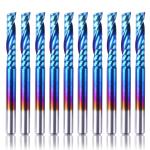 SainSmart Genmitsu 10Pcs Nano Blue Coat Flat Nose End Mill CNC Router Bits, 1/8"