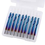 SainSmart Genmitsu 10Pcs Nano Blue Coat Flat Nose End Mill CNC Router Bits, 1/8"