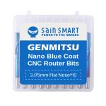 SainSmart Genmitsu 10Pcs Nano Blue Coat Flat Nose End Mill CNC Router Bits, 1/8"