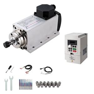 CNC Spindle Motor Kits,110V 1.5KW ER16 Square Air Cooled Spindle Motor CNC Spindle CNC Motor + 110V 1.5KW VFD + Collets Set ER16+ Wires + Drill Bits+Wrenches for CNC Router Machine