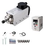 CNC Spindle Motor Kits,110V 1.5KW ER16 Square Air Cooled Spindle Motor CNC Spindle CNC Motor + 110V 1.5KW VFD + Collets Set ER16+ Wires + Drill Bits+Wrenches for CNC Router Machine