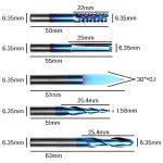 Genmitsu General Purpose CNC Router Bit Collection, 1/4" Shank, Nano Blue Coating, MC10A