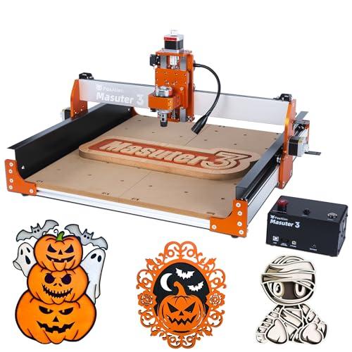 FoxAlien CNC Router Machine Masuter 3 with Steel Wheels, 3-Axis Engraving Milling Machine 15.75” x 15.75” x 3.74” Working Area for Wood Acrylic MDF Nylon Carving Cutting
