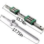CHUANGNENG HGR20 Linear Rail Kit 400mm Linear Guide Rail with 1PCS SFU1605 Ballscrew 450mm with 4pcs Slide Blocks BF12/BK12 Full Accessories Linear Slide Rail, for DIY CNC Routers Lathes Mills
