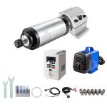 CNC Spindle Motor Kits, 220V 3KW 100mm Water Cooled Spindle Motor CNC motor +220V 3.7KW VFD+Clamp Mount +Water Pump+ Water pipe+ER20 Collet set + Drill bits+ wires+wrenches for CNC Router Machine