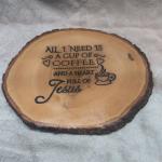 Home decor carved on Wood Custom Made 8" x 9" live edge 