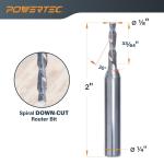 POWERTEC Down Cut 1/8" Spiral Router Bit w/ 5/32" Shank Carbide (73040)