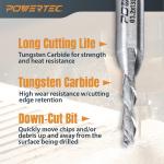 POWERTEC Down Cut 1/8" Spiral Router Bit w/ 5/32" Shank Carbide (73040)