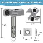 1/4" Shank 1-1/4" CNC Spoilboard Surfacing Bit – Industrial-Grade Carbide, 2+...