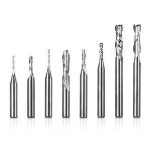 SainSmart Genmitsu 8pcs End Mills CNC Router Bits Set, 1/4" Shank Tungsten Steel CNC Cutter for Milling Machine with Nano Blue Coating, Tool for Aluminum, Metal, Plastic, MDF & Wood, MSBC08