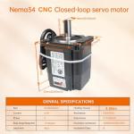 RATTMMOTOR Nema34 4.5Nm Closed Loop Servo Motor Driver CNC Kit 4.5N.m 86x86x82mm 6A 14mm Shaft,2HSS86 2-Phase Hybrid Stepper Motor Driver Controller for CNC Router Engraving Milling Lathe Machine