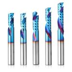Genmitsu 1/4 Inch Shank 5pcs Carbide Spiral O Flute Up & Down Cut Compression End Mill CNC Router Bits, Nano Blue Coat CNC Carving Cutters for Wood Acrylic PVC PCB MDF, OC05B