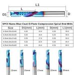 Genmitsu 1/4 Inch Shank 5pcs Carbide Spiral O Flute Up & Down Cut Compression End Mill CNC Router Bits, Nano Blue Coat CNC Carving Cutters for Wood Acrylic PVC PCB MDF, OC05B