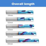 Genmitsu 1/4 Inch Shank 5pcs Carbide Spiral O Flute Up & Down Cut Compression End Mill CNC Router Bits, Nano Blue Coat CNC Carving Cutters for Wood Acrylic PVC PCB MDF, OC05B