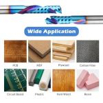 Genmitsu 1/4 Inch Shank 5pcs Carbide Spiral O Flute Up & Down Cut Compression End Mill CNC Router Bits, Nano Blue Coat CNC Carving Cutters for Wood Acrylic PVC PCB MDF, OC05B