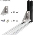 20 Sets 2020 Aluminum Extrusion T Slot Corner Bracket 20 Series Extruded Hardwar