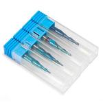 Genmitsu 4pcs 2-Flute Tapered Ball Nose Spiral End Mill, Nano Blue Coating Tungsten Carbide CNC Router Bits, 2D and 3D Engraving Carving Woodworking Bits, R0.25-1.0, 1/4'' Shank, TB04B
