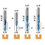 Genmitsu 8pcs End Mills CNC Router Bits, CNC Router Bit Set, 1/4" Shank Tungsten Steel CNC Cutter for Milling Machine with Nano Blue Coating, Tool for Aluminum, Metal, Plastic, MDF & Wood, MRBC08