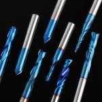 Genmitsu 8pcs End Mills CNC Router Bits, CNC Router Bit Set, 1/4" Shank Tungsten Steel CNC Cutter for Milling Machine with Nano Blue Coating, Tool for Aluminum, Metal, Plastic, MDF & Wood, MRBC08