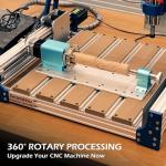 SainSmart Genmitsu Rotary Module Kit for Prover XL 4030 V2 CNC Router Machine with NEMA23 Planetary Geared Stepper Motor, 4 Jaw Chuck, 10:1 Speed Reducer, Clamped Range 15-275mm