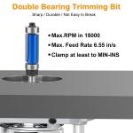 4x Top and Bottom Bearing Flush Trim Router Bits Set 1/4" Shank 1/2" Cutting Dia